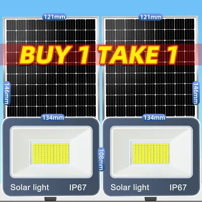 EEKOO 8000 watts Sensor solar lights with solar panel 10000W 5000W BUY 1 TAKE 1 outdoor waterproof Flood Lamps street LED Energy Saving Lighting Heavy Duty Human Body Induction with Remote
