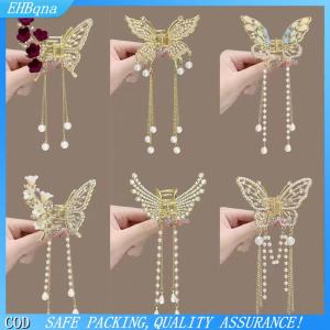 COD Tinh tế Rhinestone bướm tua tóc Claw Clip Hàn Quốc mới ponytail Braid ngọc trai Kẹp Tóc Cô Gái cua kim loại mũ Quà Tặng