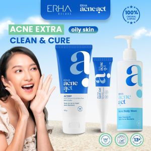 ERHA Acneact Acne Extra Clean & Cure - Perawatan Kulit Berjerawat Wajah Badan Punggung