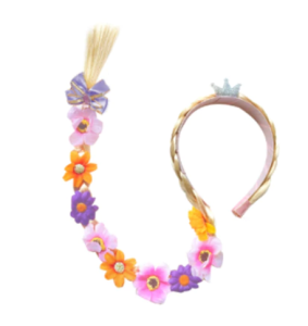 Blonde Rapunzel Wig with Flowers for Girls - Long Braid Wig for Performance Cosplay Party