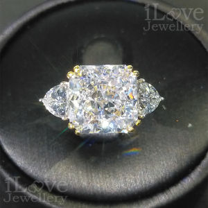 iLove Jewellery 925 Sterling Silver 18K White Gold Plated 5.0ct Square Zirconia Ring Cincin Luxury Jewelry Women Fashion Gift ILR009