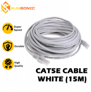 CAT5e Ethernet Cable 5M 10M 15M 20M 30M 40M 50M High Speed RJ45 LAN Internet Network Router Computer Cable (White)
