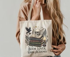 Dark Academy Tote Bag Book Lover Tote Bag Literary Lover Fantasy Reader Tote Bag Bookish Tote Bag Dark Academy Book Lover Bookoholic