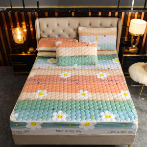 Thick Quilted Fitted Bedsheet Double Queen King Non-slip Dustproof Mattress Protector Bedspread(without Pillowcase)