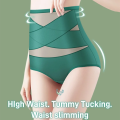 Ladies' highwaisted cotton abdominal girdle with belly control and buttock lift. 