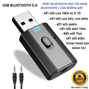 Usb bluetooth 5.3  thu phát âm thanh đa chức năng jack cắm 3.5mm cho loa Tivi máy tính laptop xe ô tô