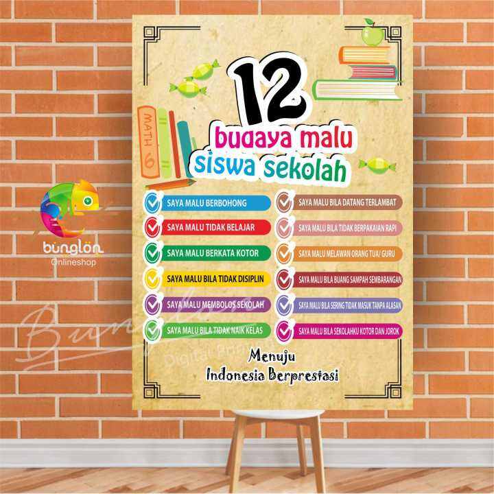 Poster Budaya Malu Siswa, Aturan Ruang Kelas, Pedoman Ruang Kelas, Edukasi Anak, Dll Custom Desain