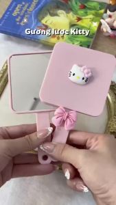 Gương lược trang điểm mini cầm tay dễ thương nhỏ gọn tiện lợi có charm Mèo & nơ bướm tiện lợi mang theo bên mình
