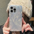 Case HOLOGRAM FEATHER "SILVER" INFINIX NOTE 40 40PRO 4G/5G 30 HOT 50 40 40i 30 30i 30 PLAY Smart 8 8PRO Luxury Softcase Motif Water AURORA Holo Glossy Hardcase Dreamy Shell Phone GLITTER Soft Slikon Silicone Laser Kilap White Back Hard Cover Pelindung Hp. 