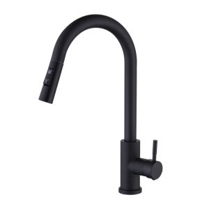 Baokemo Black Stainless Steel Kitchen Faucet Flexible Pull Out Two Modes Nozzle Hot Cold Water Mixer Tap Single Handle