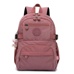 High Quality Nylon Waterproof A4 Student Schoolbag Women Men Backpack Lightweight Travel Bag Blue Green Black Red Pink m23032026