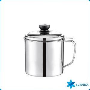 LoviRa 1.3L Stainless Steel Oil Strainer Large Capacity Oil Filter Pot
