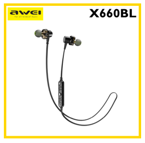 Awei X660BL Super Bass Dual Dynamic Driver Magnetic IPX4 Bluetooth Wireless Sports Earphone with Microphone
