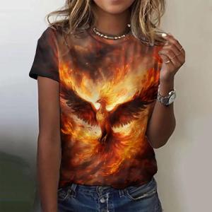 [Local Stock] ZEEMIN Fashion Phoenix 3D Print T-Shirts Womens Summer O-Neck Short Sleeves T Shirt Streetwear Y2k Harajuku Tees Tops Female Clothing