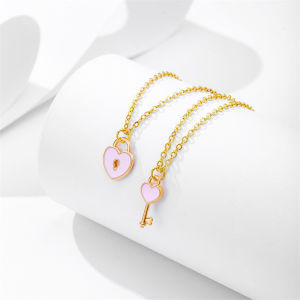 MillionGrid 2pcs thời trang vài Vòng cổ cho phụ nữ người đàn ông những người yêu thích hợp thời trang Key Mặt dây chuyền liên kết chuỗi trái tim Vòng cổ Valentines ngày Quà Tặng