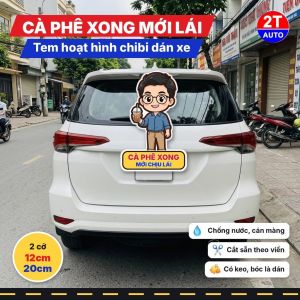 Tem Decal Chàng Trai Cà Phê Sữa Đá Chibi Cà Phê Xong Mới Lái Sticker Hoạt Hình Dán Ô Tô Xe Máy