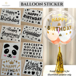 Bobo Balloon Sticker | Bobo Belon Stiker | 波波球贴纸 | DIY Happy Birthday/Congratulations/Anniversary/Cartoon Unicorn | Big Size Small Size Sticker | Birthday Decoration Party Decoration | Ready Stock