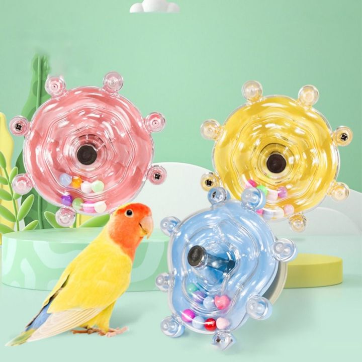 View of JNFGTV 360 ° Rotation Bird Turntable Hang Toys Wall Mounted Plastic ...