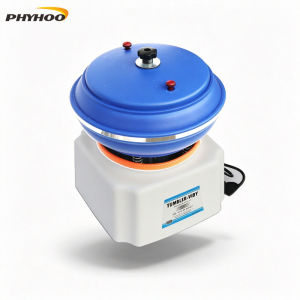 PHYHOO 12 Inch 6L Vibratory Polisher Blue Bucket White Base Jewelry Tumbler Machine for Gold Silver Deburring Cleaning Polishing