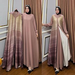 Gamis Dress Wanita Bahan katun bordiran Armany Silk Dalaman Bahan Ceruty Baby Doll Premiun Branded Mewah Kekinian Dress Gamis Terbaru 2024
