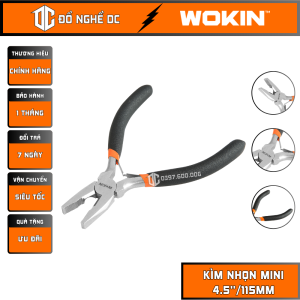 Kìm Điện Mini Kềm Điện Đa Năng 45"/115mm 102045 Wokin Thép CR-V mạ niken tay cầm cao su hai thành phần