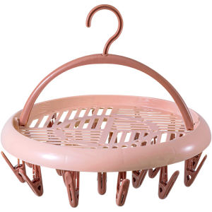 Clothes Drying Hanger with 20 ClipsMulti-Functional Sock Dryer and Rotary Hanger