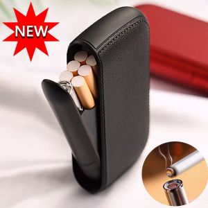 New Design Stylish Leather Integrated 10pcs Cigarett Case Box with USB Lighter Ultrathin Portable Waterproof cigarett case