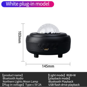 【SG Seller】Truslink Aurora Moon Projector Lights with Bluetooth Music Speaker LED Moon Lamp Moon Northern Lights Projector for Bedroom/Gaming Room/Home Theater/Ceiling/KTV/Home KTV/Party