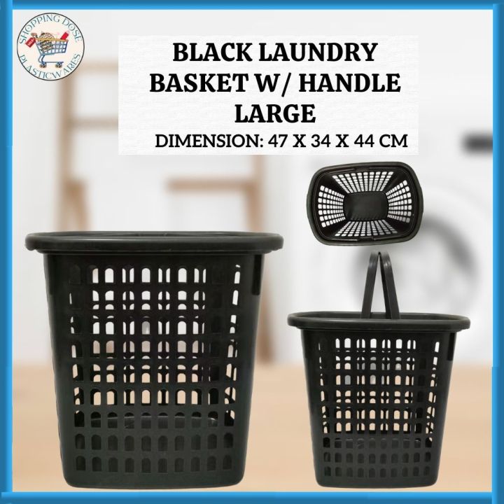BLACK LAUNDRY BASKET W/ HANDLE LARGE/ BASKET/ EASYCARRY BASKET Lazada PH