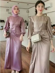 GAMIS KONDANGAN REMAJA DEWASA 2025/DRESSWANITA ELEGAN BAHAN SATEN SILK/GAMIS KONDANGAN S-M-AL-XL-JUMBO