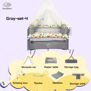 Portable Foldable Baby Cot Ketinggian boleh laras termasuk  PERCUMA tilam + kelambu