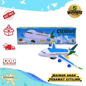 Mainan Anak Cowok Pesawat terbang Citilink Airbus Lampu Edukasi Acekids