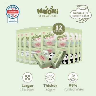 [Carton Size] Moori Mini Sensitive Wet Wipes (24 bundles total 192 packs) 99% Water Travel Pack