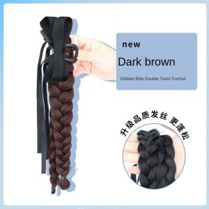 【Ship from KL Ready stock】Braids Female Cross Fishtail Braid Simulation Ballet Style Natural Sweet Ribbon Grab Clip Double Braid Ponytail