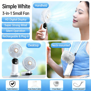 Portable fan rechargeable Handheld Turbo Fan 5000mAh Adjustment led screen display