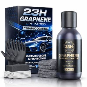 Upgraded 23H Graphene Ceramic Coating – Long-Lasting Protection & Extreme Shine .Enhanced 23H Surface Hardness – Creates an extra-strong protective layer that resists micro-scratches swirl marks chemical stains and UV damage.
