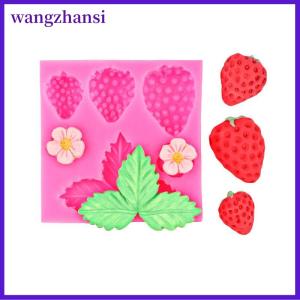 wangzhansi แม่พิมพ์ซิลิโคนฟองดองรูปดอกไม้สตรอเบอร์รี่เครื่องมือตกแต่งเค้กแม่พิมพ์น้ำตาลช็อคโกแลตกัมเพสต์เครื่องมือดินเหนียวเรซิน