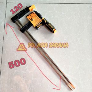 [120x500mm] F Clamp Bar 50cm INGCO HFC021202 Klem Catok Penjepit Kayu Kaca 120 x 500