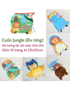 Đồ Chơi Giáo Dục Sách Vải Lật Mở Đa Tương Tác Cho Bé từ 0 Tháng Tuổi - Động Vật Nuôi - Động Vật Rừng - Lalala Baby