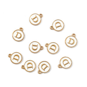 10 Cái/lốc 12Mm Bảng Chữ Cái Hai Mặt Men Charms Handmade Mặt Dây Chuyền Trang Sức Tự Làm Làm Vòng Đeo Tay Đính Hạt