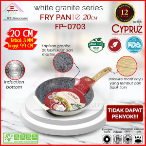 CYPRUZ panci fry pan 20cm white granite series anti lengket / wajan gagang / penggorengan serba guna tumis goreng FP-0703