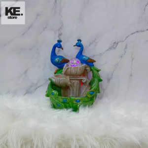 Radiant Harmony Twin Peacock Fountain with LED Crystal Orb