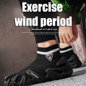 Mens Breathable Flying Woven Sneakers Breathable Spring Dad Lazy Shoes Lightweight Anti-slip Casual Shoes Foot Slimming Effect