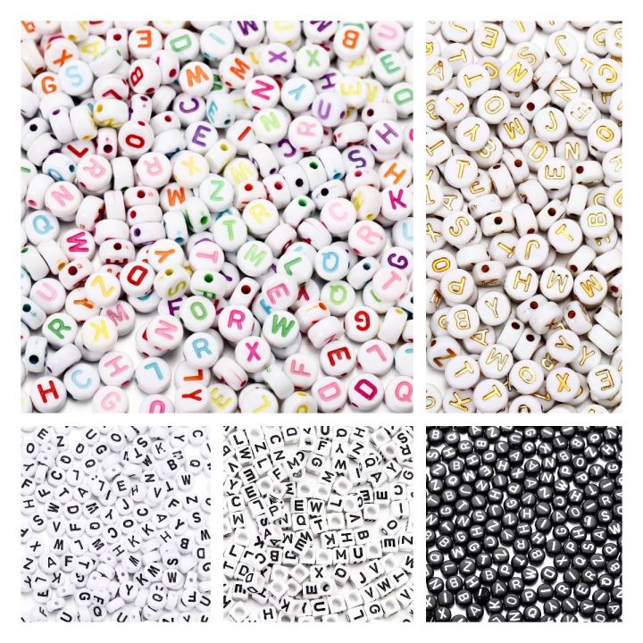 St.kunkka 100pcs Mixed English Letter Acrylic Beads 100pc Flat Round ...