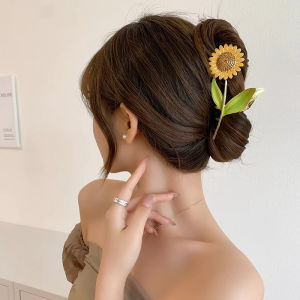 Womens Large Sunflower Flower Hair Clip Retro Sunflower Hair Claws Ponytail Shark Clip Girl Gifts