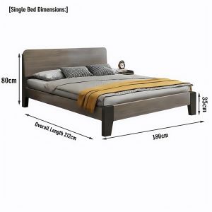 Minimalist Wood Bed Frame with Headboard Heavy Duty Thick Bed Legs Bedroom Furniture