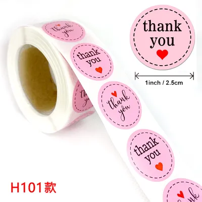 500pcs/Roll 2.5cm heart shape Thankyou sticker round seal sticker tags packing gift sealing sticker