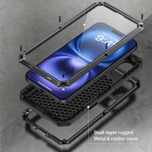 Heavy Duty Aluminum Metal Armor Phone Case Shockproof Protect Doom Cover For iPhone 16e 16 15 14 13 12 11 Pro Max XS XR 8 7 Plus