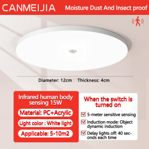 CANMEIJIA Led Motion Sensor Ceiling Lights  Radar 12W 18W Smart PIR Motion Sensor Ceiling Lamps for indoor LIghting Stair Corridor