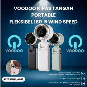 VOODOO Kipas Tangan Portable Fleksibel 180 Derajat 5 Pilihan Kecepatan KIPAS KONSER KIPAS KECIL KIPAS PRAKTIS KIPAS GEMES KIPAS GANTUNG KIPAS LUCU KIPAS UNIK